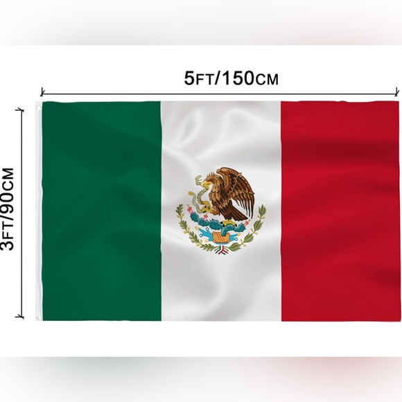 Mexico Flag 3x5 Foot- Mexican National Flags Indoor/Outdoor Quality Polyester - Picture 2 of 6